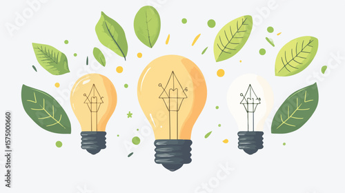 Sustainable and Renewable Energy Concept with Bulb and Leaf