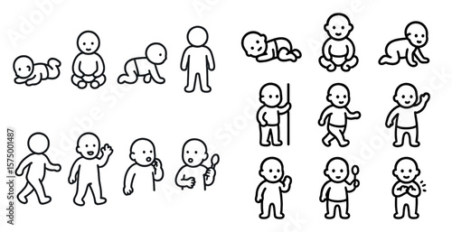 Series of drawings of babies in various poses. The mood of the images is playful and lighthearted