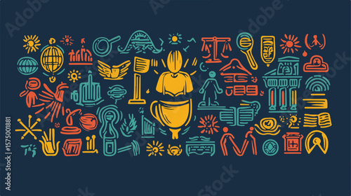 Bundle of Human Rights Line Style Set Icons