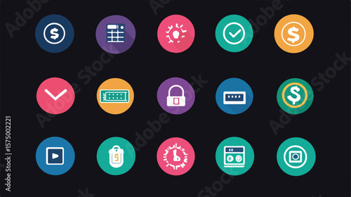 Bundle of Online Payment Flat Vector Icons Set for E-commerce Websites and Apps