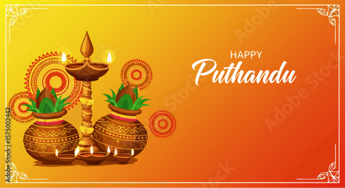 Celebrate vibrant Happy Puthandu with traditional decorations and festive wishes for new beginnings