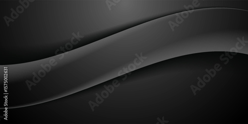 Dark deep black dynamic abstract vector background with wavy lines. Eps 10