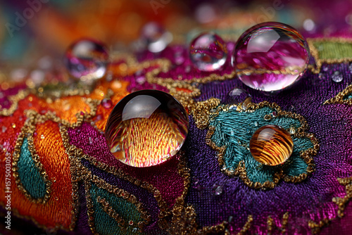 Water droplets on patterned textile