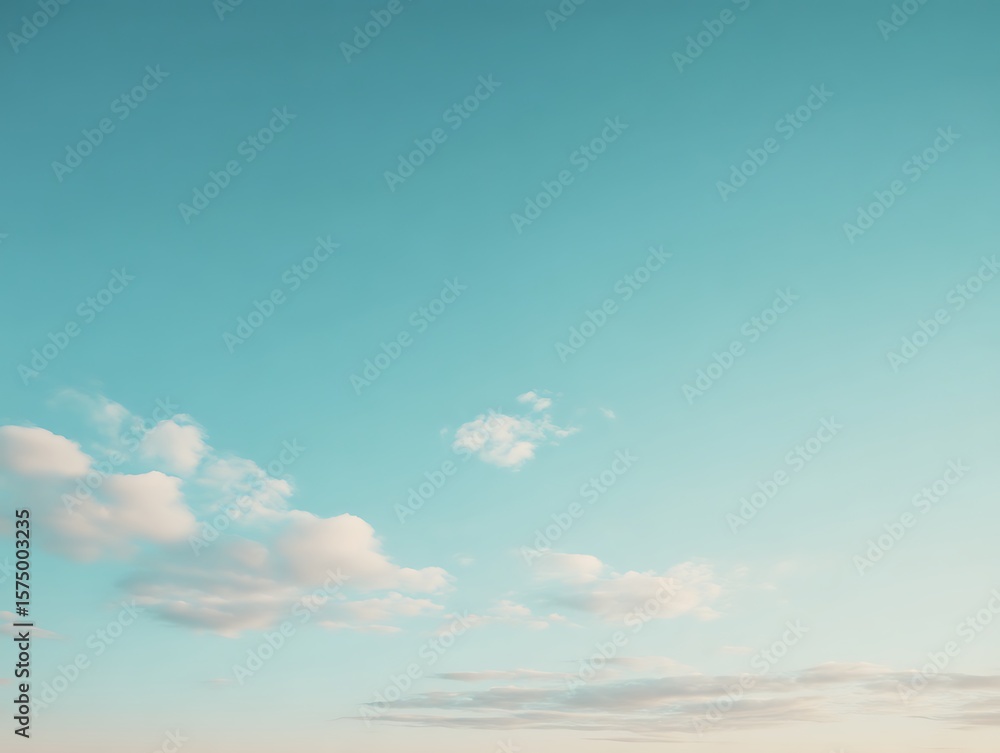 Naklejka premium Minimal pale blue gradient sky with few clouds, clean and cinematic
