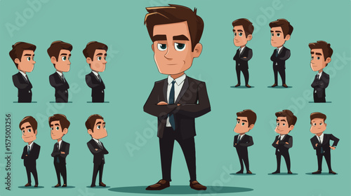Professional Businessman Cartoon Character Flat Vector Illustration