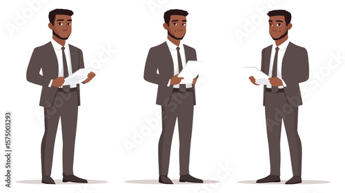 Professional Business Man holding Form, Corporate Document in Hand