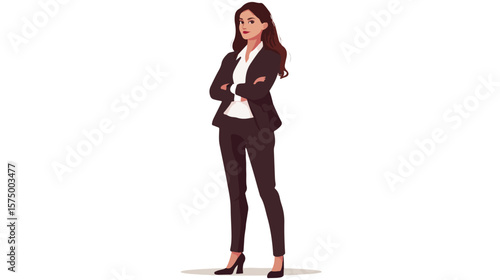 Modern Business Woman Working in Hybrid Environment - Flat Vector Illustration