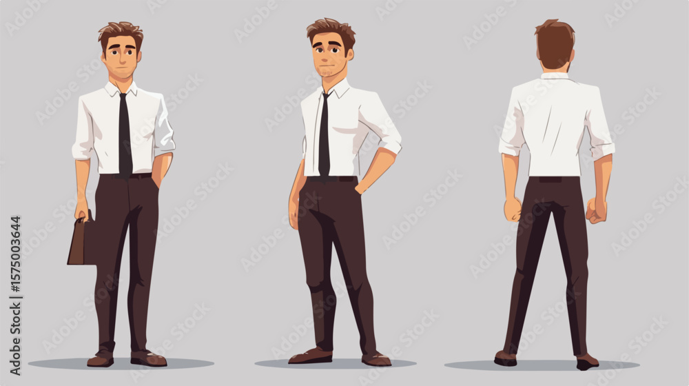 Professional Hybrid Work Concept with Businessman in Flat Vector Illustration Professional Hybrid Work Concept with Businessman in Flat Vector Illustration
