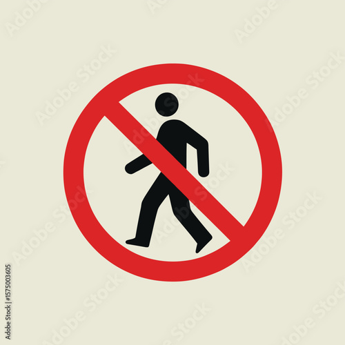 No pedestrian crossing sign with a black silhouette of a person
