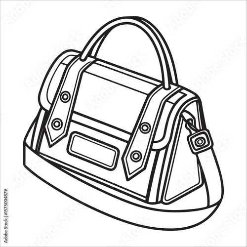 Black and white handbag with shoulder strap accessory