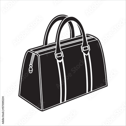 Black duffel bag with handles and zipper travel bag