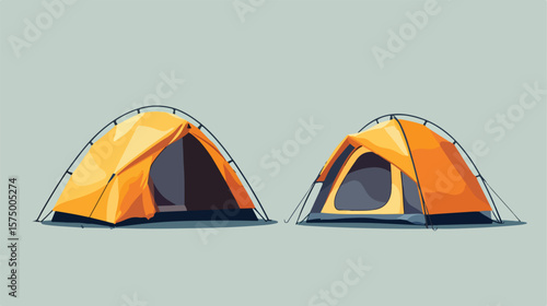 Camping and Exploring Tent Flat Vector Illustration