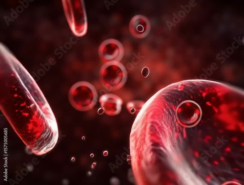 Red blood cell, and erythrocyte, in a blood vessel. Iron in hemoglobin. 3D-Illustration