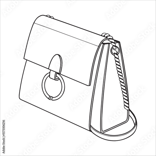 Elegant shoulder bag with ring closure and chain strap
