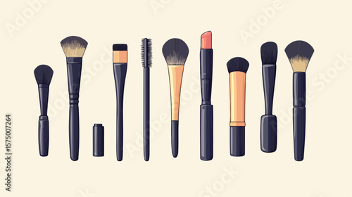 Professional Makeup Brush Hand Drawn Element Vector Illustration