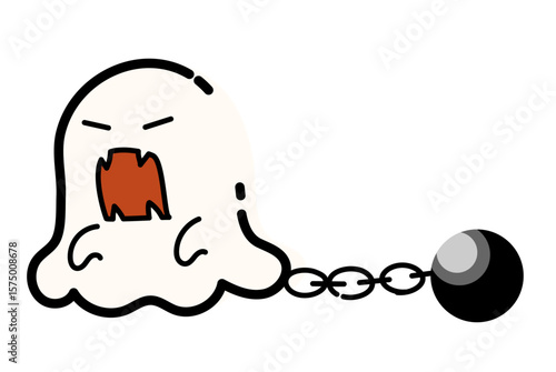 可愛い囚人お化けのハロウィンイラスト/Cute Prisoner Ghost Halloween Illustration