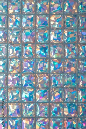 Elegant iridescent texture of glass mosaic tiles with soft pastel reflections. Elegant, minimalistic and laconic background for creative projects and digital art.