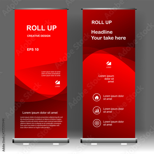 Business Roll up banner vertical design template, for brochure, business, flyer, infographics. modern x-banner and flag-banner advertising. vector illustration
