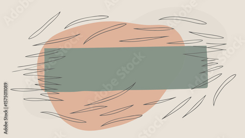 abstract minimalist overlapping organic shapes peachy pink sage green sketchy lines contemporary artistic illustration design