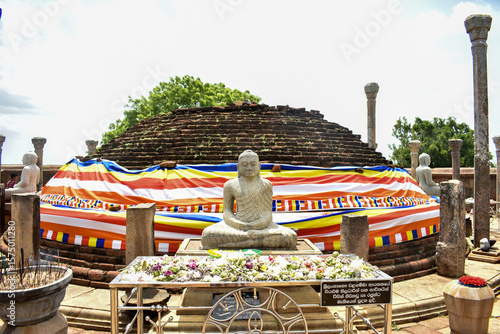 Ancient Pagoda and Statues of Lord Buddha of Girihandu Seya, Thiriyai, Trincomalee, Sri Lanka.