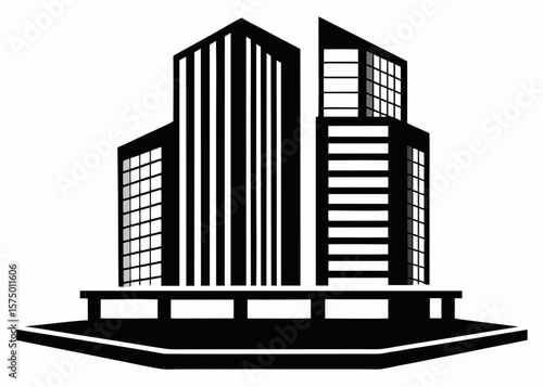 Modern city skyline with skyscrapers and architectural design silhouette isolated on white background