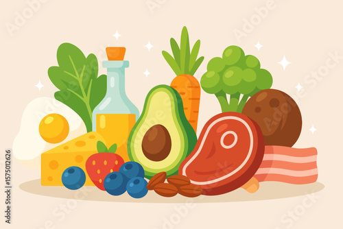 Colorful Healthy Food Illustration