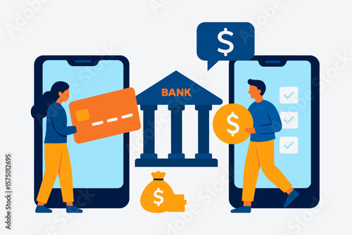Digital Banking and Payment Transactions Illustration