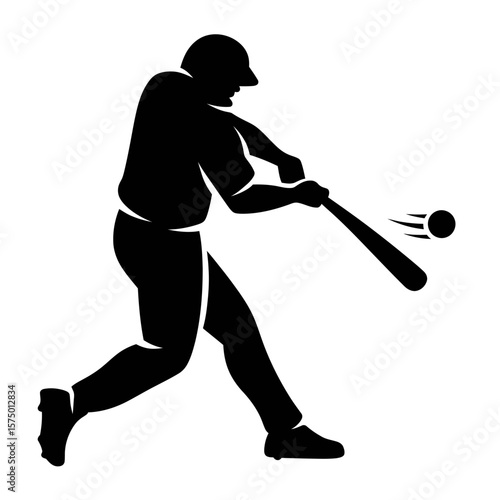 Silhouette of a Baseball Player Hitting a Ball
