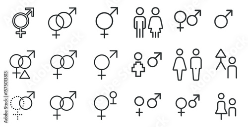 Series of symbols for men and women, including a cross, a triangle, and a circle