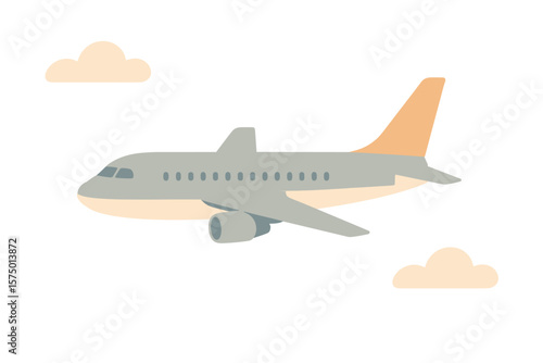 Wallpaper Mural Simple flat design airplane with clouds on minimalist background Torontodigital.ca