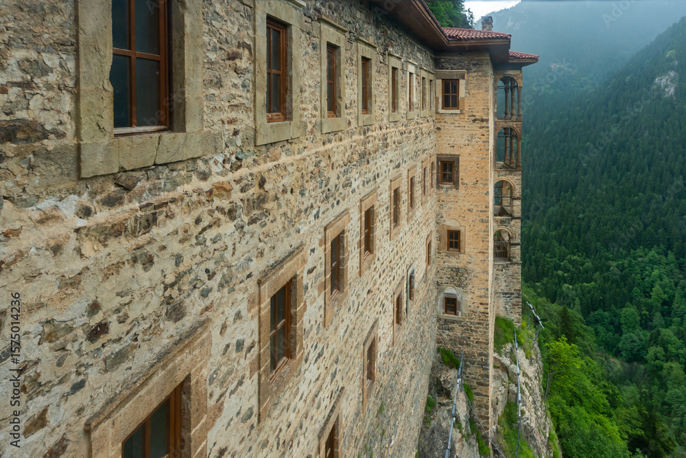 Fototapeta premium Sumela monastery is located in Trabzon province of Türkiye. The monastery is considered one of the leading holy places by Orthodox Christians. 