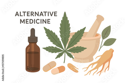 Alternative medicine natural remedies with herbs and oils