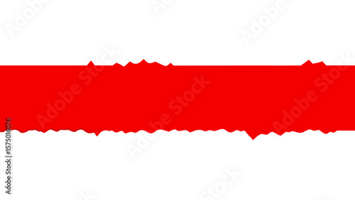 red horizontal banner torn edges distressed ripped jagged uneven organic hand-torn isolated on white background.