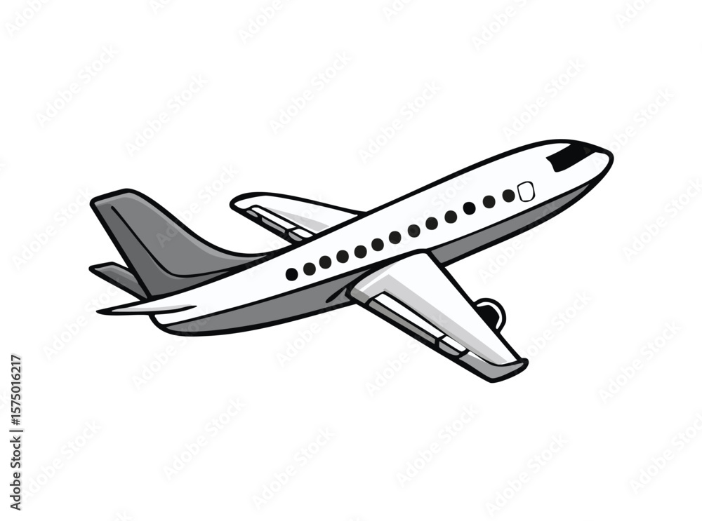 Obraz premium Cartoon airplane flying on a white background for travel and transportation