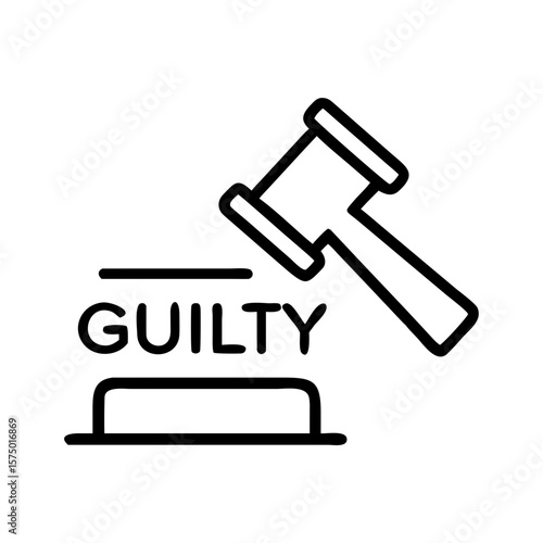 Gavel striking to declare guilty verdict in court illustration  