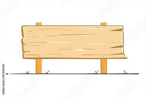 Cartoon Wooden Sign with Post