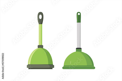 Two Green Plumbing Plungers