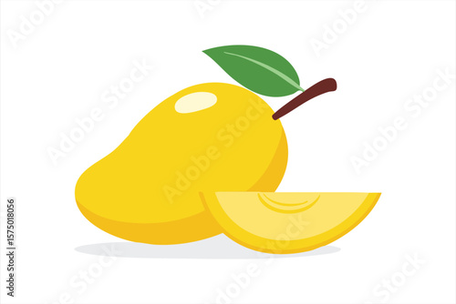 Mango Fruit with Slice Illustration