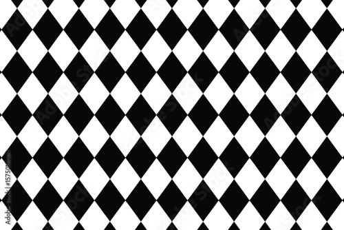 A repeating pattern of alternating black and white diamonds creating a checkered design