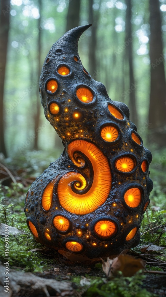 Forest art piece, illuminated, glowing, organic form. Potential use decor Forest art piece, illuminated, glowing, organic form. Potential use decor