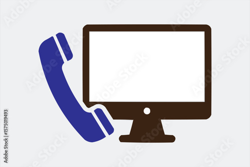Computer and Phone Icon Representing Customer Service and Technical Support