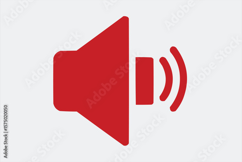 Red Speaker Icon with Sound Waves on a White Background