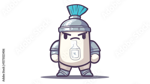 Spartan Character Cartoon Mascot Holding Bottle of Milk