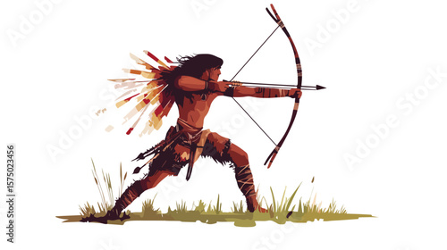 Indigenous Bow and Arrows Flat Vector Illustration