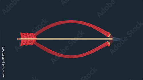 Flat Vector Illustration of Bow and Arrow Icon