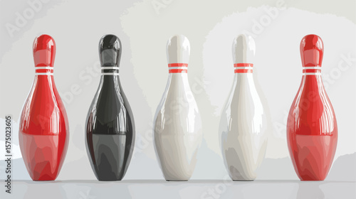 Modern Bowling Sport Pin Flat Vector Illustration