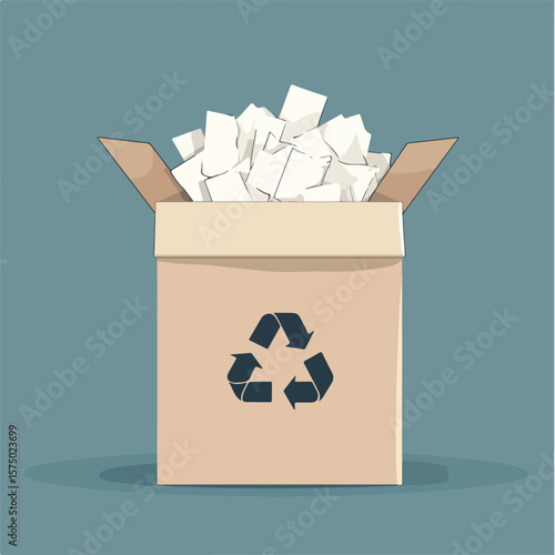 Recyclable Waste Paper Box Vector Illustration