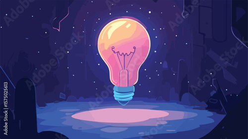 Creative Brainstorming with Light Bulb, Vector Illustration Design
