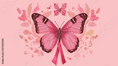 Breast Cancer Awareness Ribbon Pink Butterfly