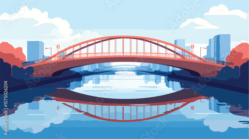 Modern Urban Infrastructure Bridge Flat Vector Illustration